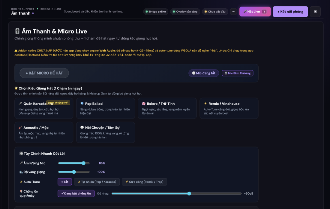 Mẫu Preset Hát Live của IdolFX