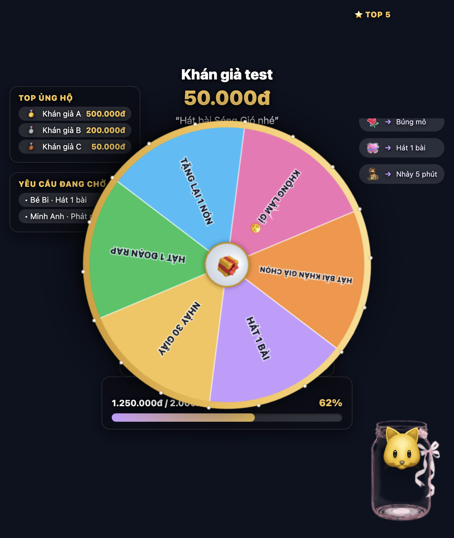 Overlay hũ quà chạy trên OBS
